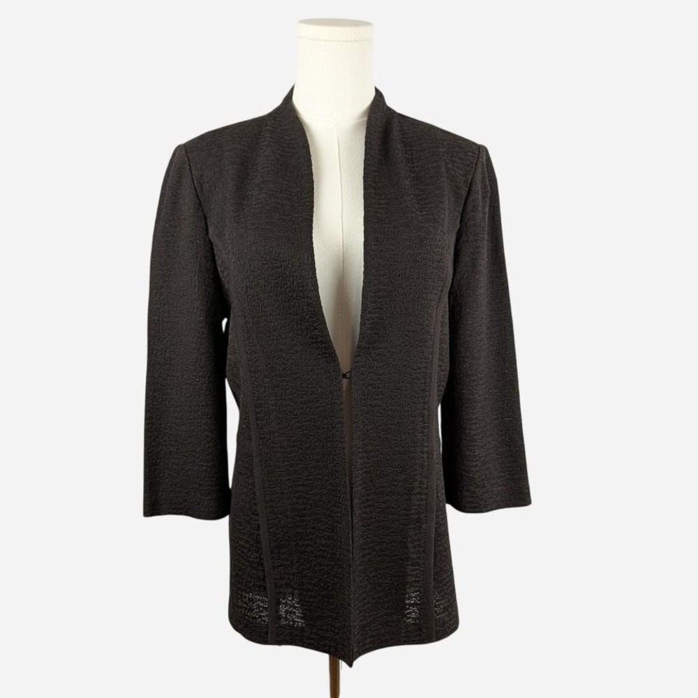 Ming Wang Dark Brown Open Front Knit Cardigan – Size M
